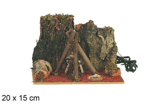 [118115] Stone scene with bonfire with electric fire 20x15 cm