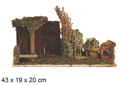 [118118] Empty cabin with barn 43x19 cm                 