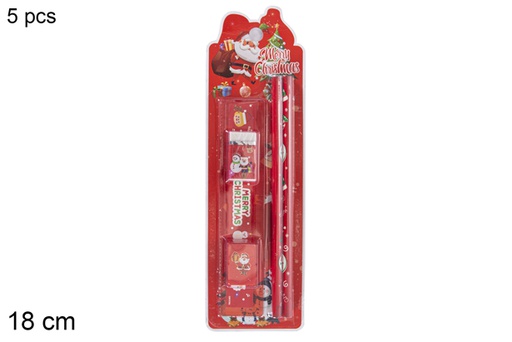 [118156] Pack 5 pièces de fournitures scolaires de Noël assorties 18 cm