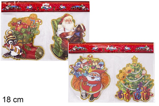 [118158] Pack 2 adesivi di Natale per finestre 18 cm