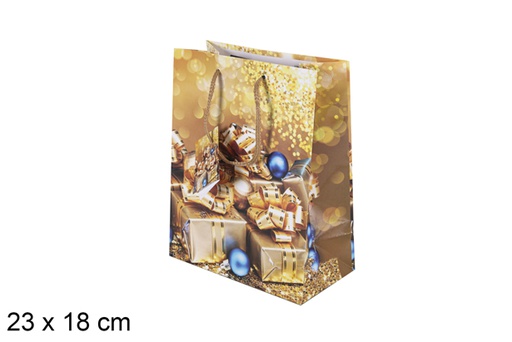 [118193] Sac cadeau de Noël paquet cadeau décoré 23x18 cm