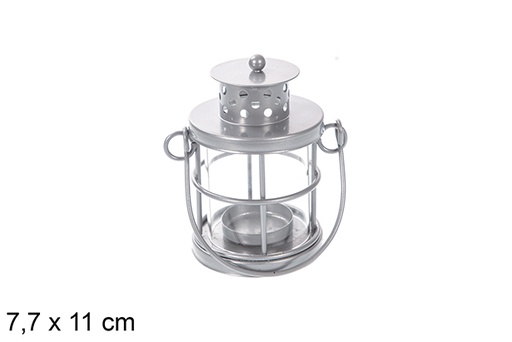 [118199] Christmas silver metal candle holder 7,7x11 cm