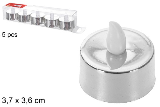 [118206] Pack 5 silver LED candles 3,7x3,6 cm