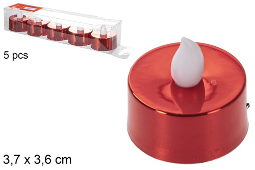 [118207] Pack 5 red LED candles 3,7x3,6 cm