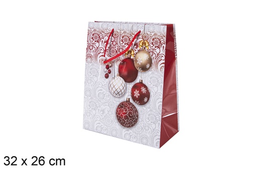 [118212] Sacchetto regalo natalizio decorato con palline 32x26 cm