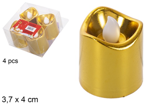 [118227] Pack 4 velas LED douradas 3,7x4 cm