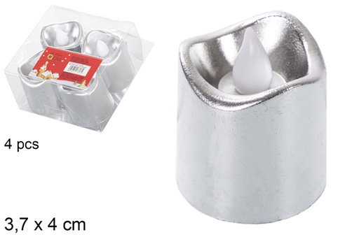 [118228] Pack 4 silver LED candles 3,7x4 cm