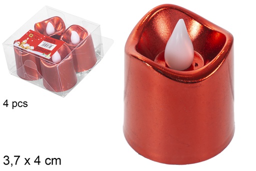 [118230] Pack 4 bougies LED rouge 3,7x4 cm