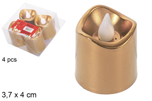 [118233] Pack 4 velas LED ouro rosa 3,7x4 cm