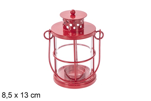 [118242] Red Christmas metal candle holder 8,5x13 cm