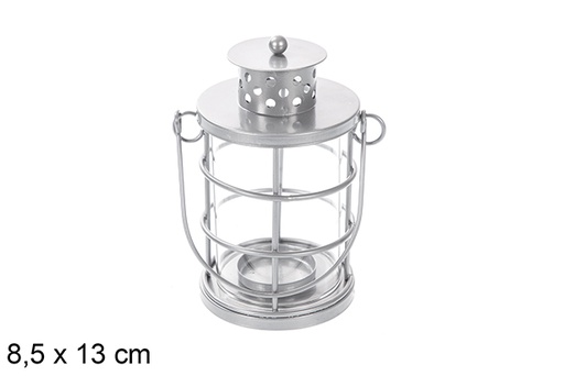 [118248] Christmas silver metal candle holder 8,5x13 cm