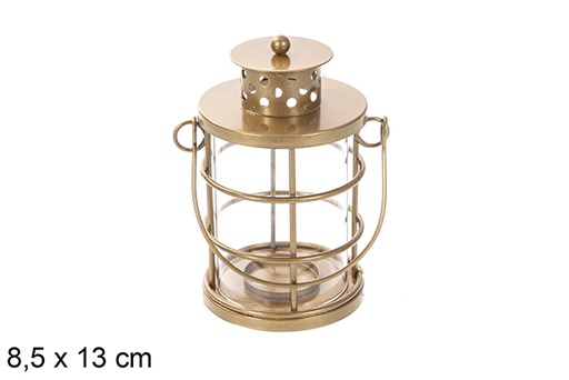 [118251] Golden Christmas metal candle holder 8,5x13 cm