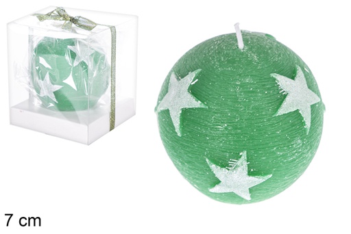[118291] Vela bola verde decorada com estrelas 7 cm