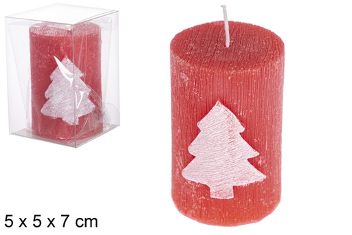 [118295] Candela taco rossa albero di Natale decorato 5x7 cm