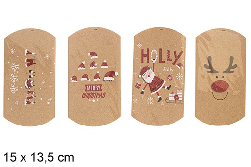 [118304] Pack 2 caixas de presente marrons decoradas de Natal 15x13,5 cm