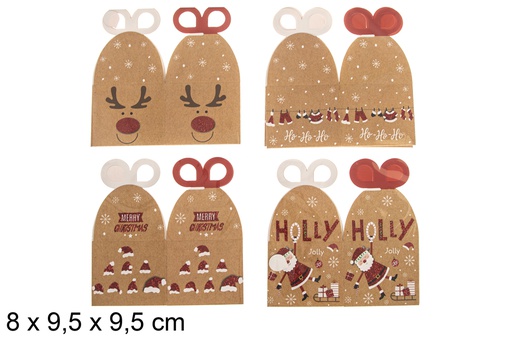 [118308] Pack 2 caixas de presente vermelhas decoradas com purpurina de Natal 8x9,5x9,5 cm