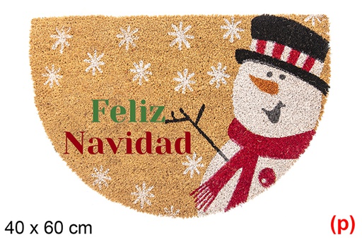 [118317] Felpudo semiluna decorado muñeco de nieve Feliz Navidad 40x60cm