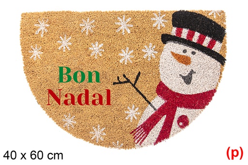 [118319] Paillasson croissant de lune décoré bonhomme de neige Bon Nadal 40x60cm