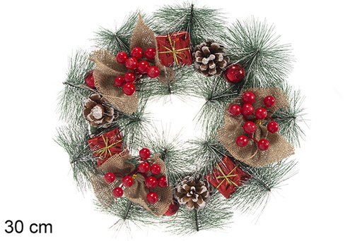 [118398] Christmas wreath decorated red berries 30 cm