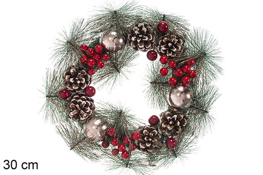 [118401] Christmas wreath rose gold balls 30 cm