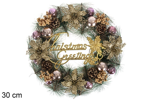 [118404] Christmas wreath rose gold 30 cm