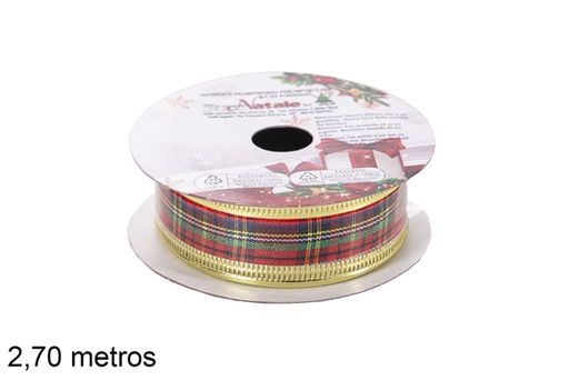 [118414] Christmas ribbon with gold polyester edge 2.7 m.