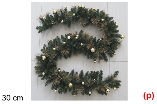 [118556] Christmas garland with golden berries and pine cones 30 cm