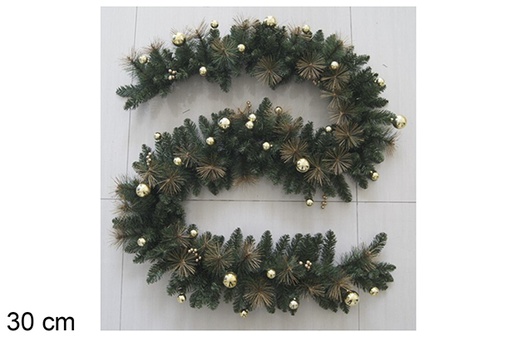 [118556] Christmas garland with golden berries and pine cones 30 cm