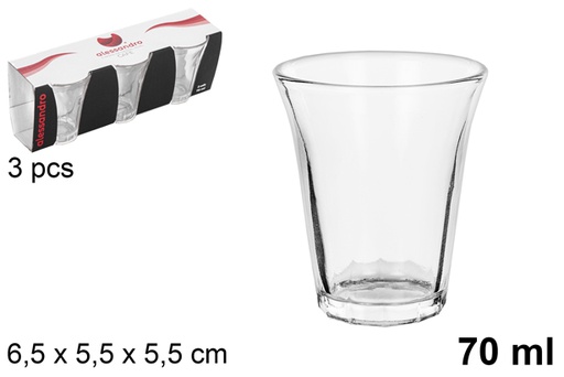 [118633] Pack 3 tasses à café en verre 70 ml