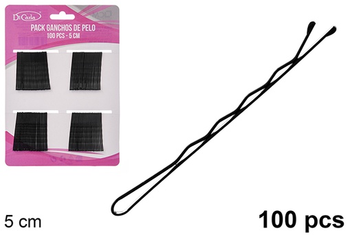 [118787] Pack 100 ganchos de pelo negro 5 cm