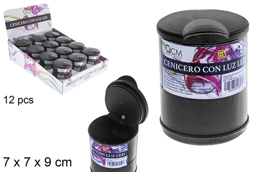 [118788] Posacenere in plastica nera con luce LED