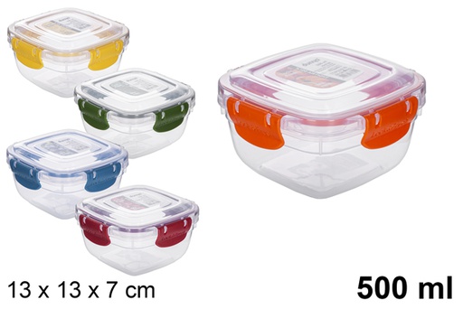 [118805] Hermetic square plastic lunch box 500 ml