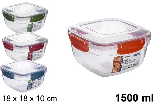 [118806] Hermetic square plastic lunch box 1.500 ml