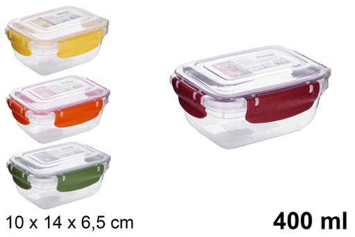 [118808] Hermetic rectangular plastic lunch box 400 ml
