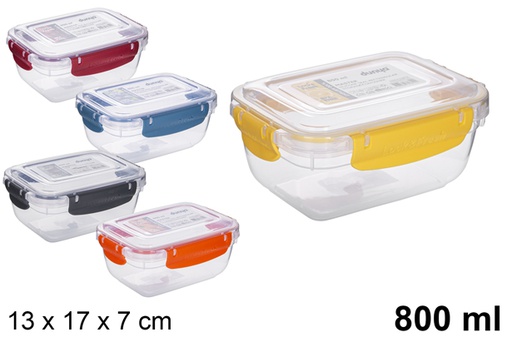 [118809] Hermetic rectangular plastic lunch box 800 ml