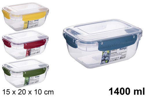 [118810] Hermetic rectangular plastic lunch box 1.400 ml