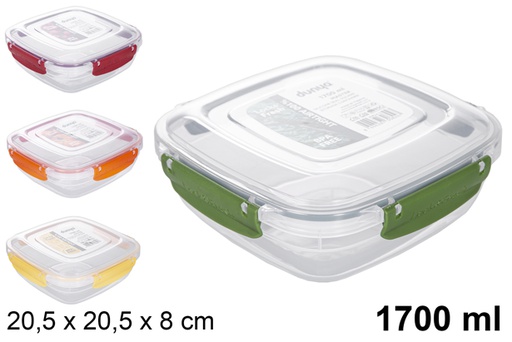 [118816] Hermetic square plastic lunch box 1.700 ml