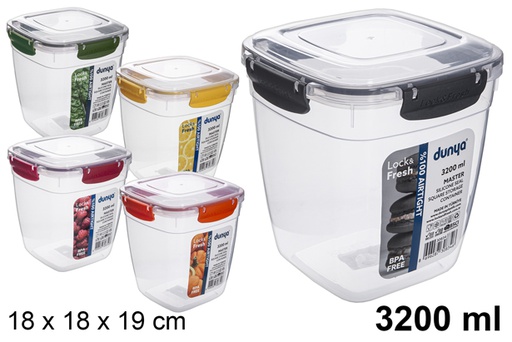 [118818] Lunch box quadrato ermetico in plastica 3.200 ml