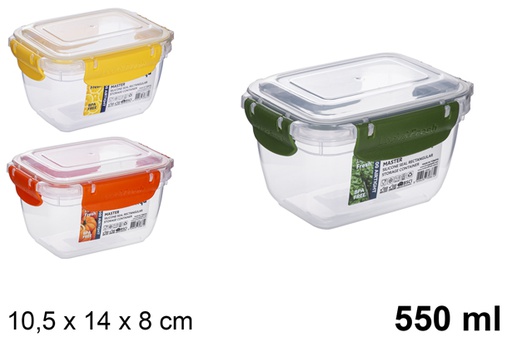 [118821] Hermetic rectangular plastic lunch box 550 ml