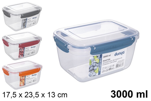 [118824] Hermetic rectangular plastic lunch box 3,000 ml