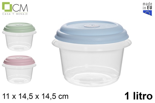 [118836] Round lunch box with pastel color lid with date 1 l.