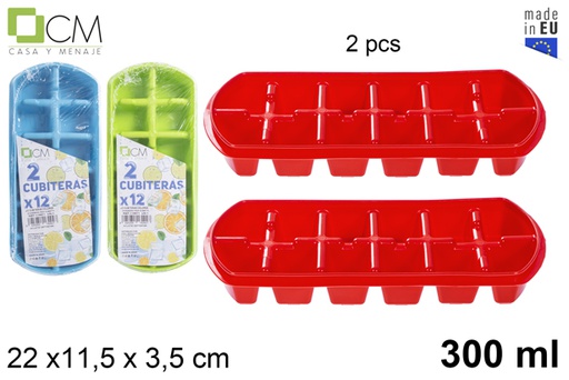 [118871] Pack 2 bacs à glaçons couleurs assorties 300 ml