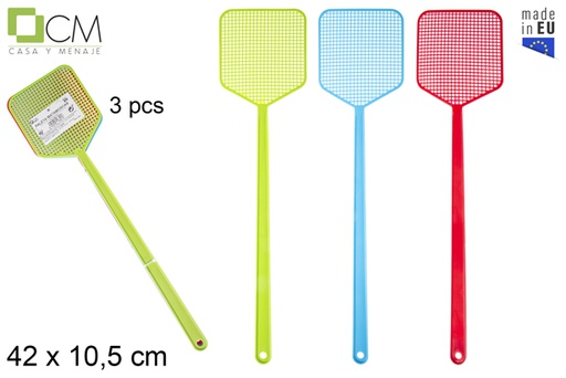 [118884] Pack 3 paletas matamoscas colores surtidos 42x10,5 cm