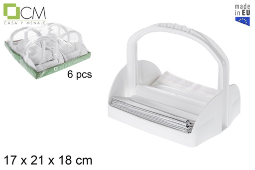 [118943] White plastic napkin holder with handle