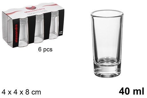 [118990] Pack 6 vasos chupito cristal alto 40 ml