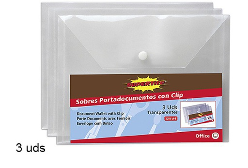 [119046] Pack 3 document wallet with clip