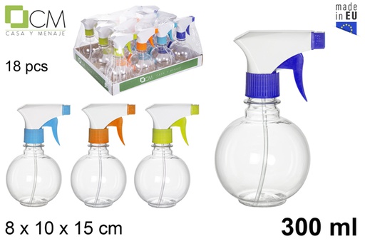 [119245] Botella plástico bola con pulverizador transparente 300 ml
