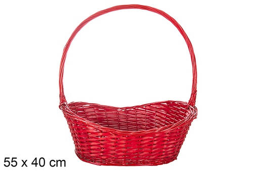 [119265] Red Christmas wicker basket 55x40 cm