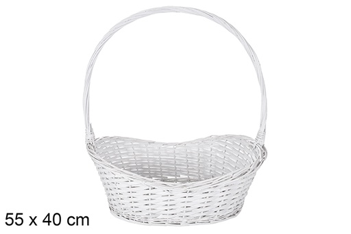 [119266] White Christmas wicker basket 55x40 cm