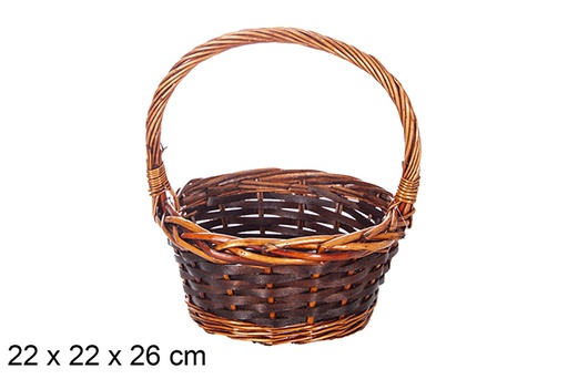 [119269] Cesta mimbre Navidad color caoba 22x26 cm